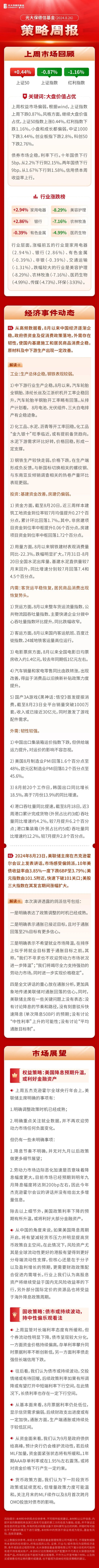 一周觀市 | 光大保德信基金：美聯(lián)儲寬松預(yù)期升溫，關(guān)注國內(nèi)政策及流動性  第1張