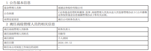 任職1年3月 誠通證券財務(wù)負責(zé)人閆俊華離任