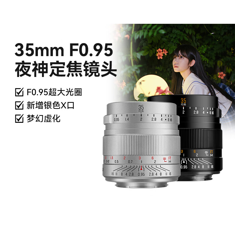 星曜 35mm F0.95 APS-C 相機鏡頭新增銀色版：金屬機身、號稱“全開可用”，1199 元  第1張