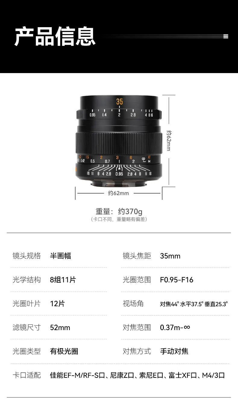 星曜 35mm F0.95 APS-C 相機鏡頭新增銀色版：金屬機身、號稱“全開可用”，1199 元  第5張