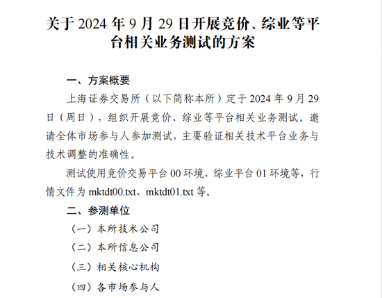 周日，上交所全網(wǎng)測試！劃重點(diǎn)：集中申報(bào)大量訂單時(shí)，驗(yàn)證競價(jià)處理平穩(wěn)運(yùn)行  第1張